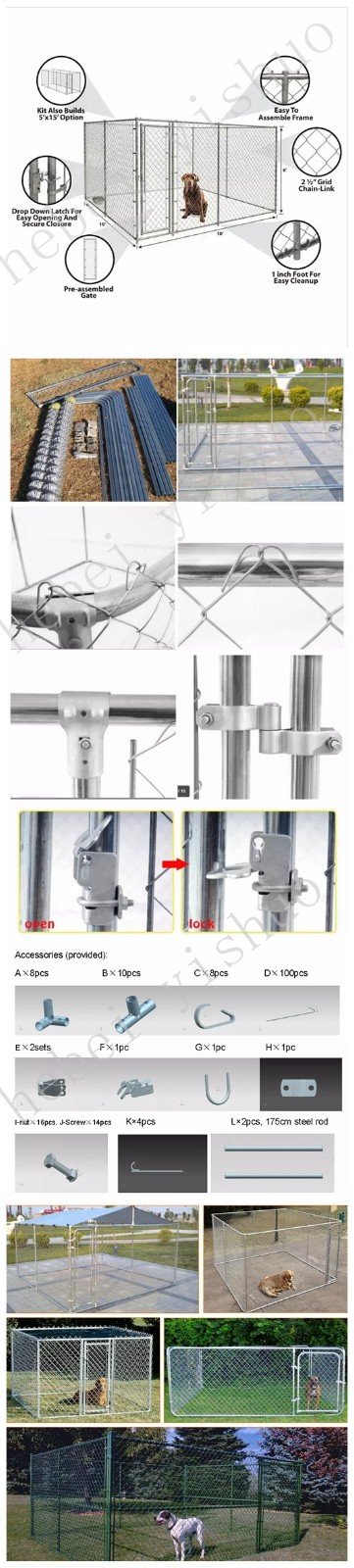 Steel dog run chain link wire mesh dog kennel