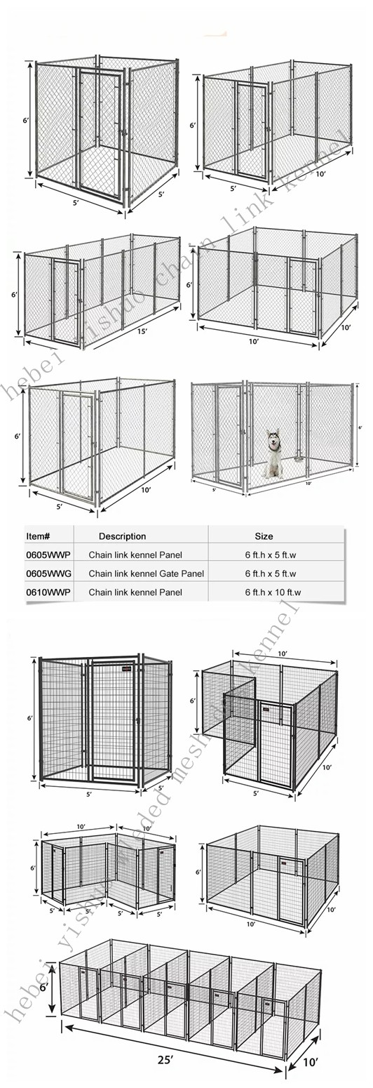 Steel dog run chain link wire mesh dog kennel